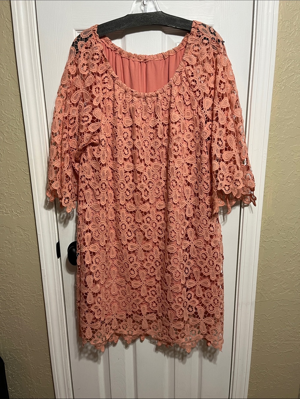 L&B Coral Lace Overlay Tunic